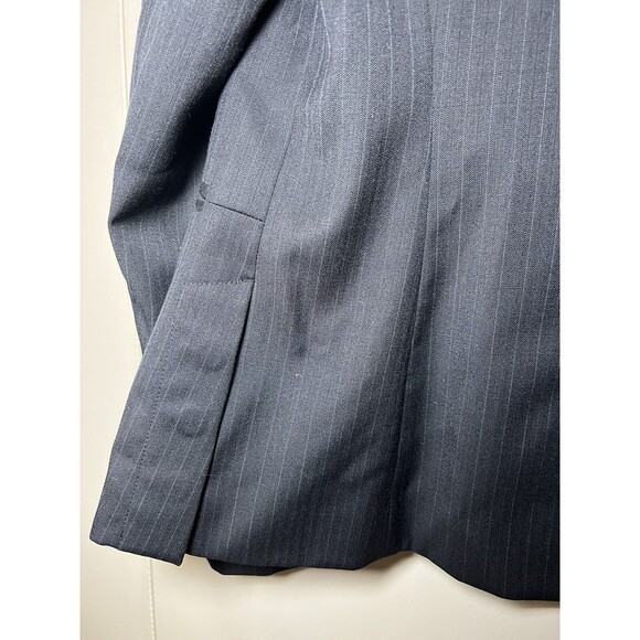 Ann Taylor Womens Blazer Size 6p Petite Dark Blue %80 Wool Single Button Jacket - Picture 9 of 12